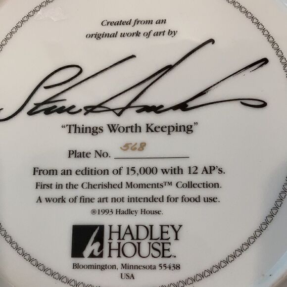 THE HADLEY HOUSE "THINGS WORTH KEEPING" PLATE - Picture 4 of 4
